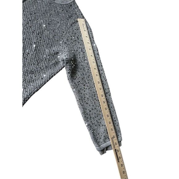 Chico’s Full Zip Sequined Jacket Cardigan size 1 US M 8 Silver Gray - Picture 8 of 9